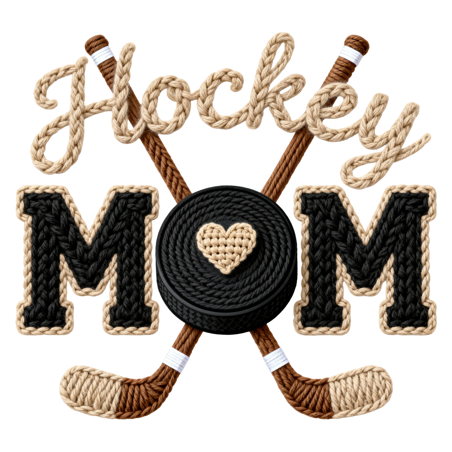 Hockey Mom Faux Yarn Design โ T-Shirt Graphic ๐๐ค