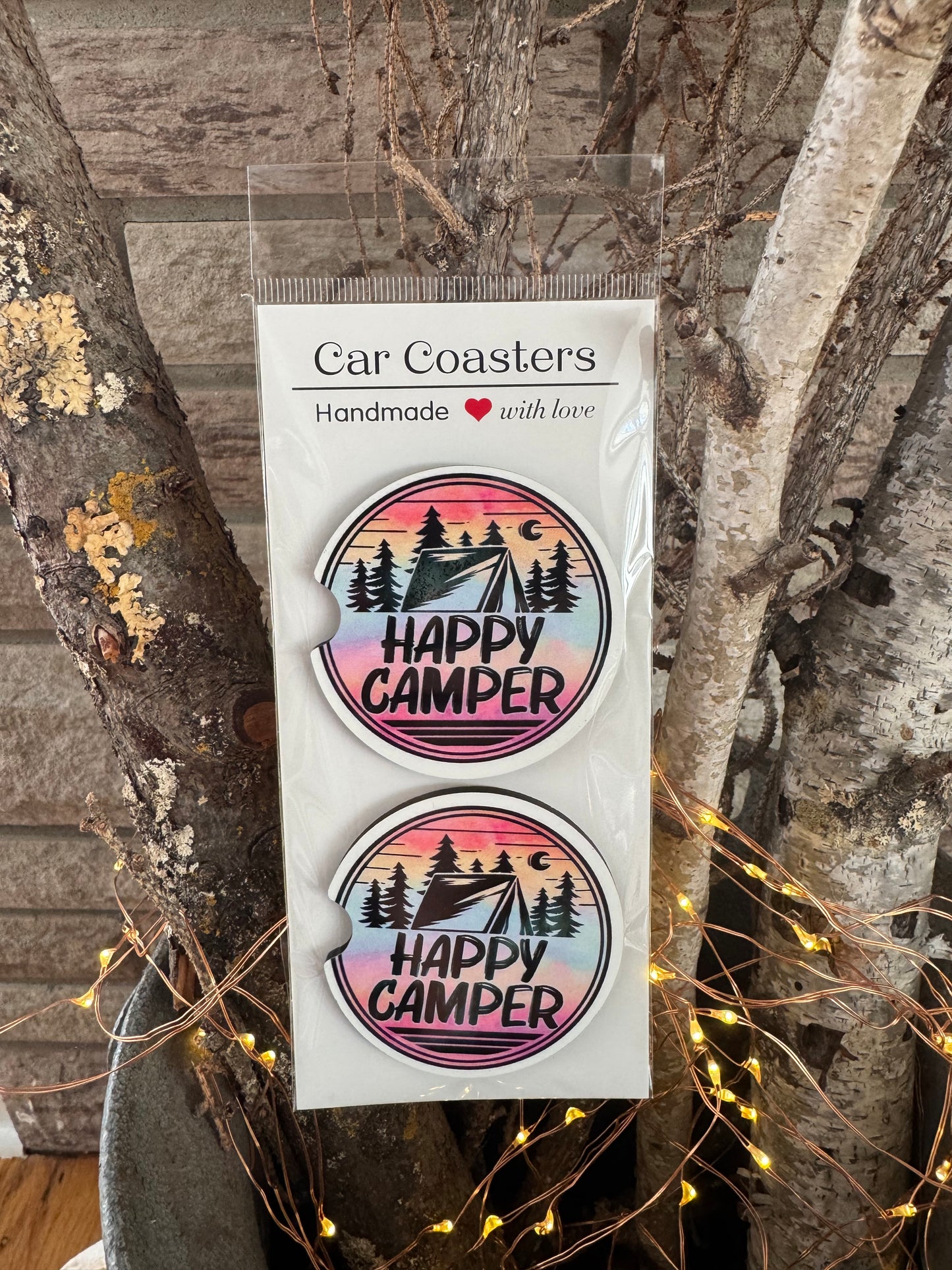 Happy Camper – Car Coasters (Set of 2)