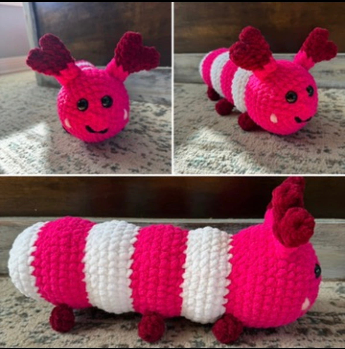 Crochet Valentine’s Caterpillar – Handmade Plush