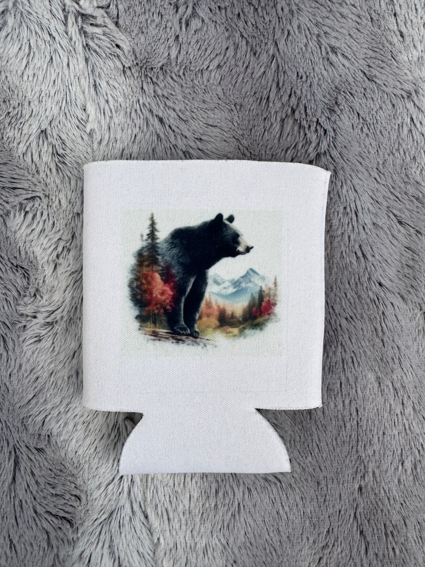 Watercolor Bear Fishing Can Cooler