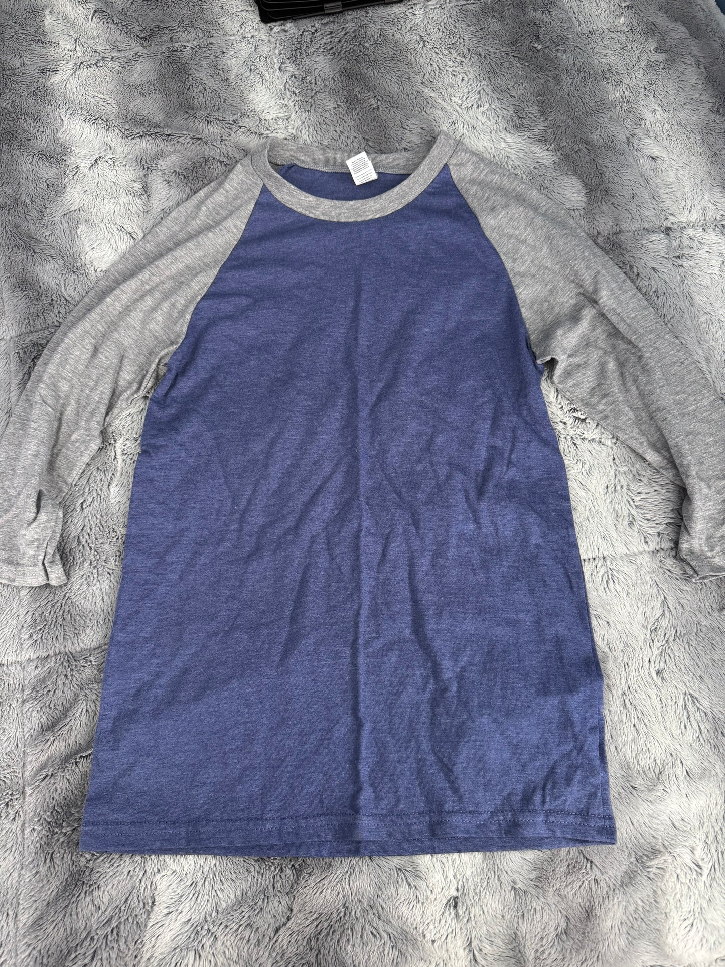 3/4 Length Raglan Blank Shirt Adult X-Small