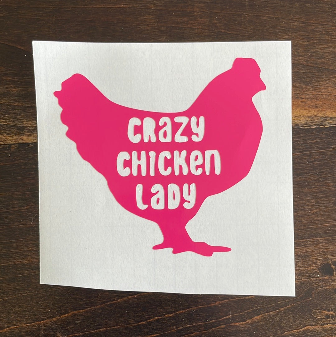 Crazy Chicken Lady Car Decal