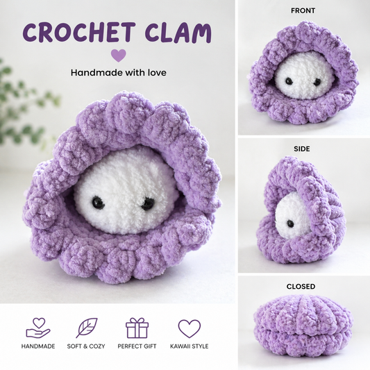 Crochet Clam Plush – Handmade & Adorably Cozy