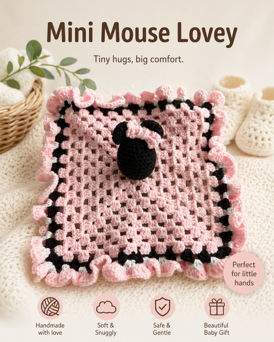 Mini Mouse Lovey (Crochet Security Blanket) 🐭💗