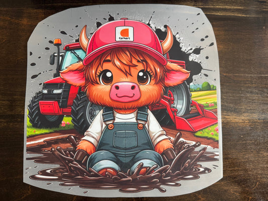 Cute Farm Cow Tractor Design – Design Only