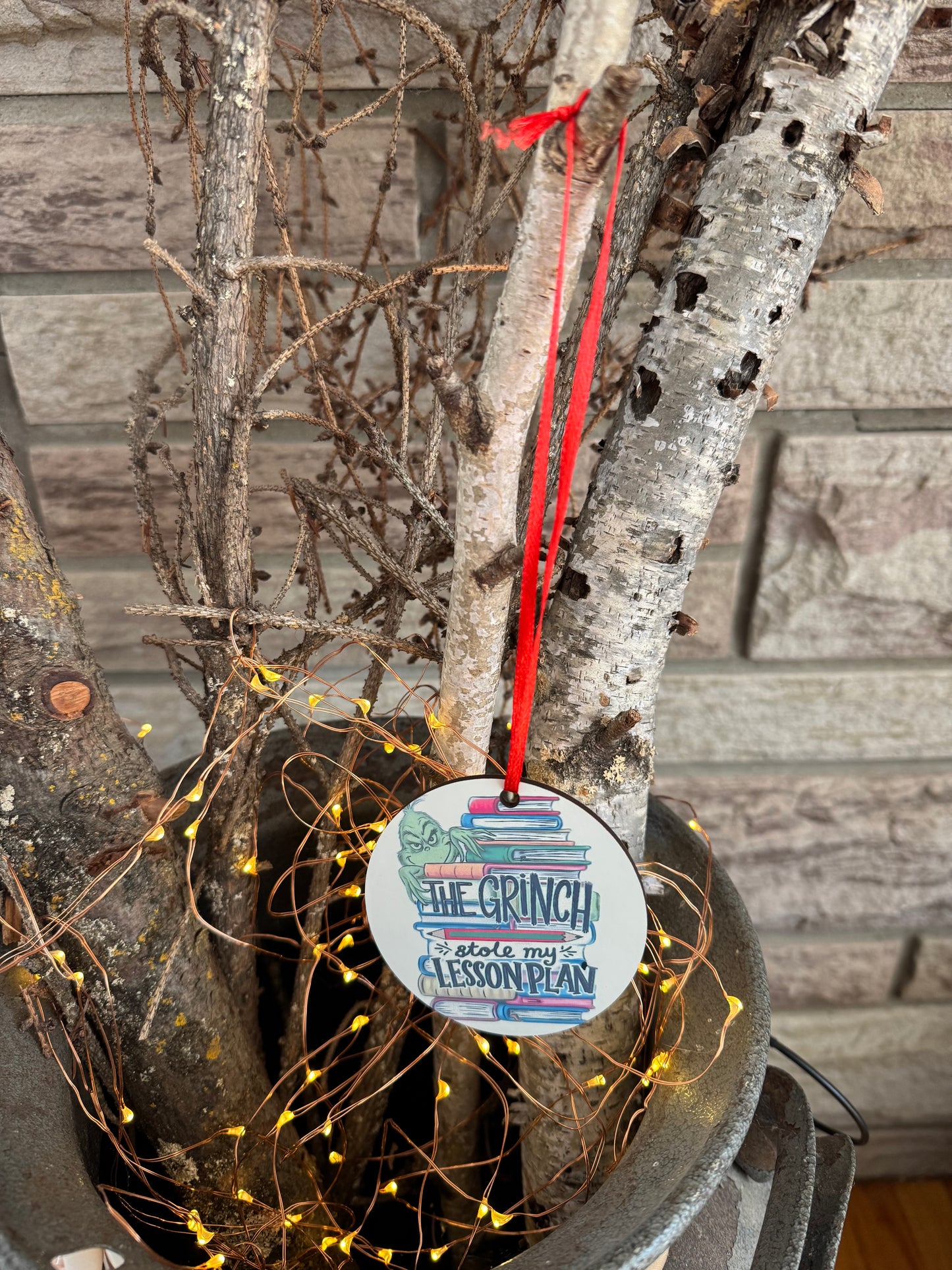 “The Grinch Stole My Lesson Plan” Teacher Ornament 🍎🎄