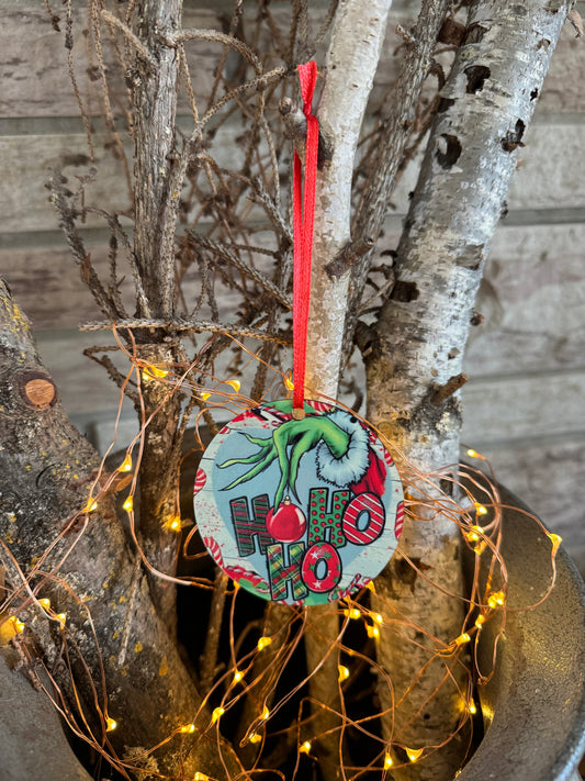 Grinchy “Ho Ho Ho” Christmas Ornament 🎄💚