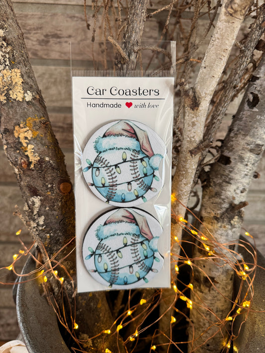 Christmas Baseball Car Coasters – Set of 2