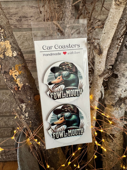 “Fowl Mouth” Duck Car Coasters – Set of 2