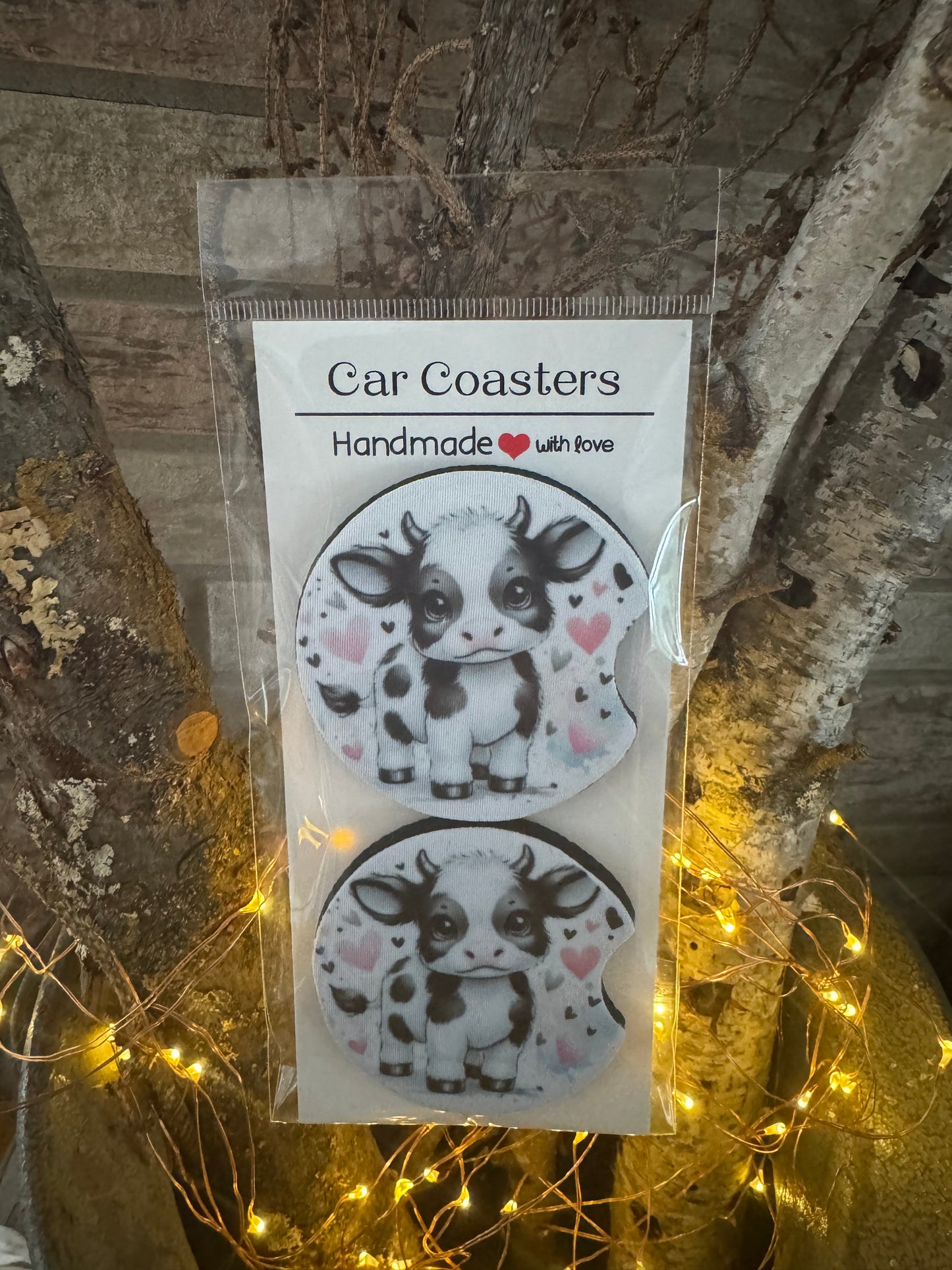 Sweet Baby Cow Car Coasters – Set of 2