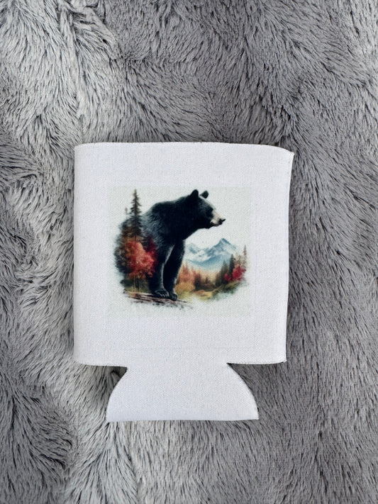 Watercolor Bear Fishing Can Cooler