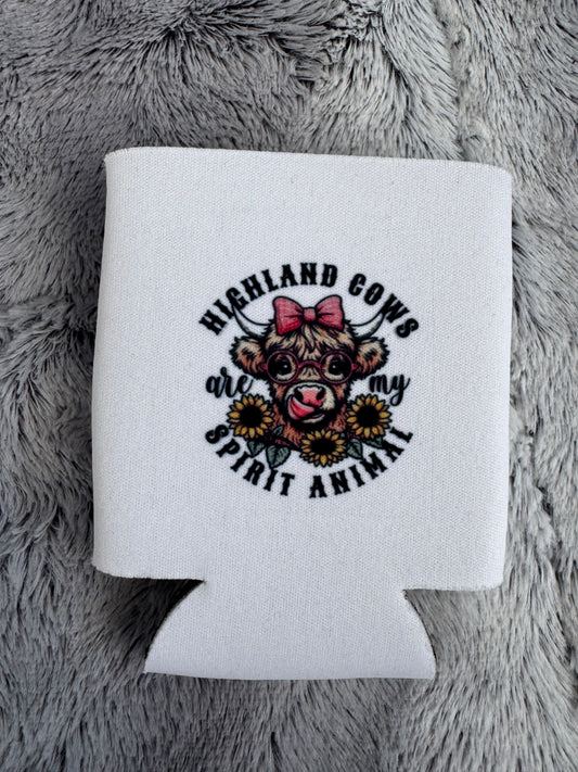 “Highland Cows Are My Spirit Animal” Can Koozie 🐮🌻