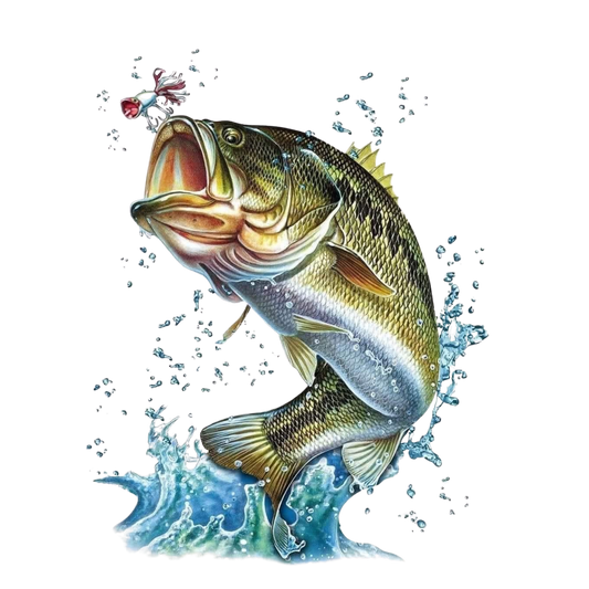 Jumping Bass Fishing Design – Design Only