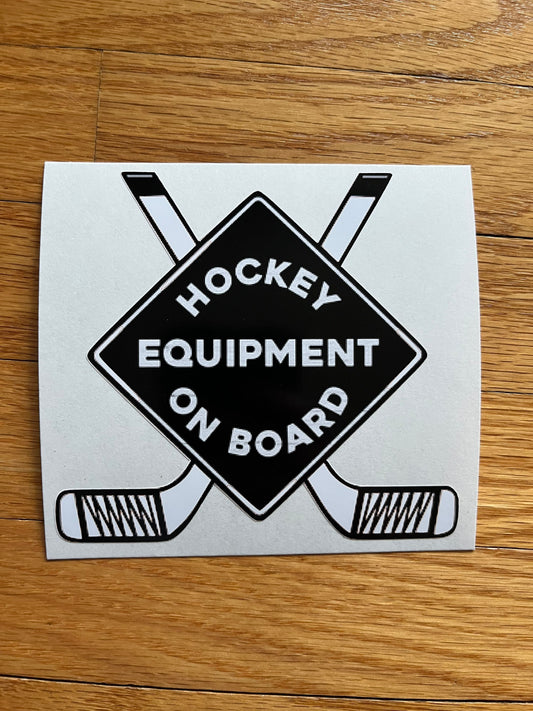 Hockey Equipment on Board Car Decal